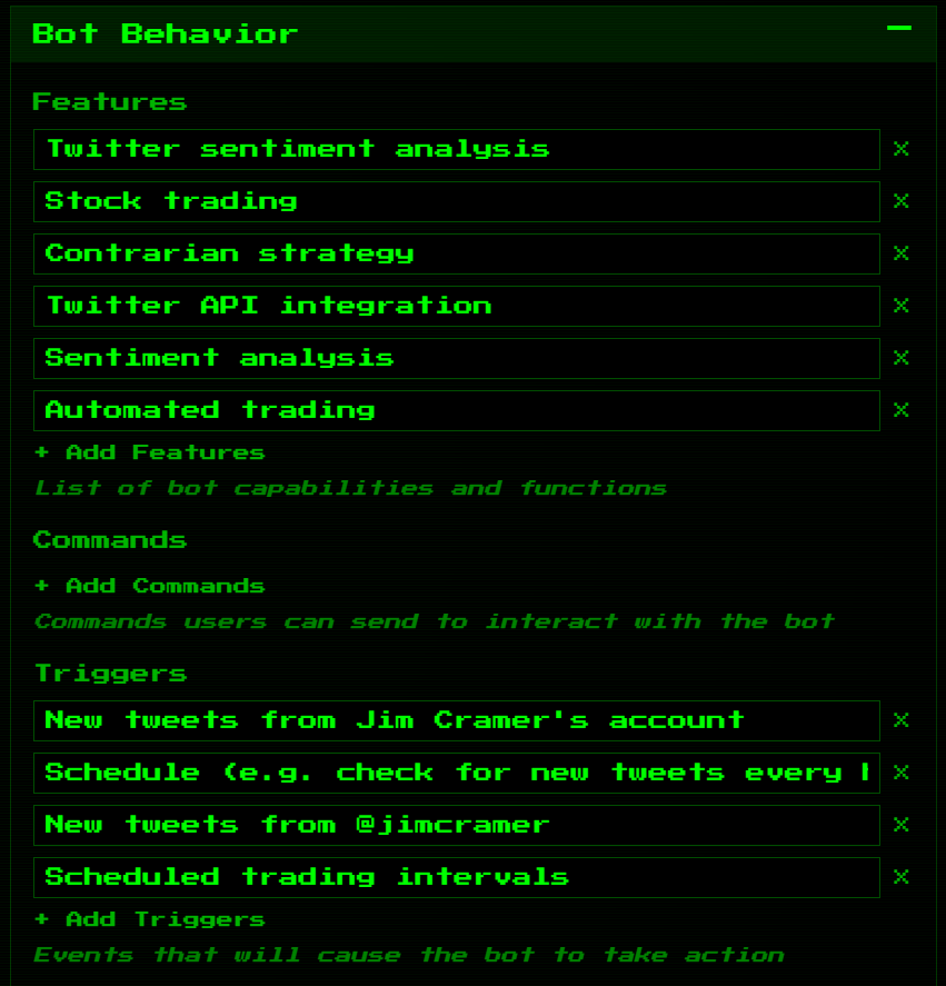 Trigger Setup Interface